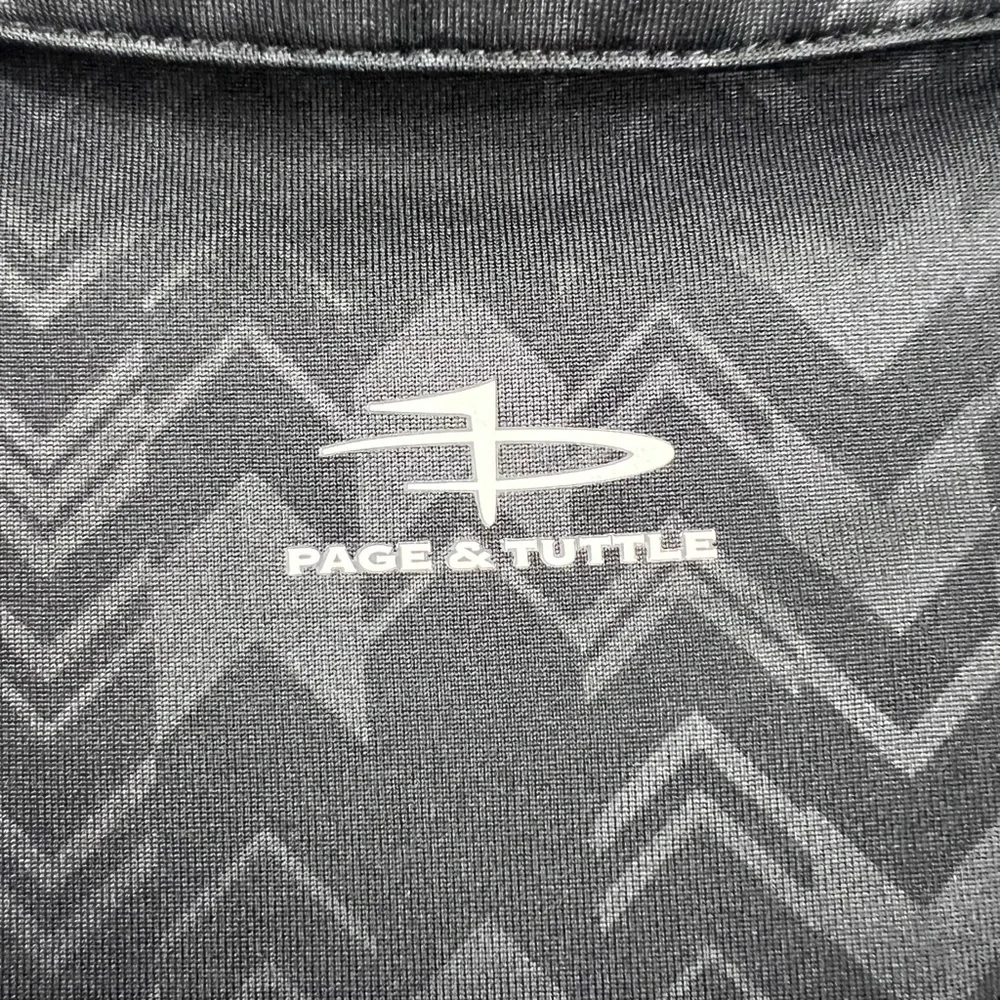 ⏳|•PAGE & TUTTLE•| Black Print Cool Swing Collared Short Sleeve V-Neck Golf Shir - Picture 6 of 13